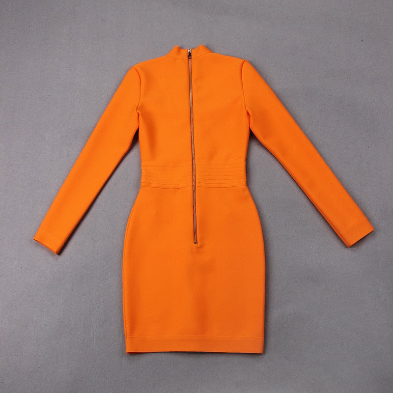 Sexy Deep V-neck Gold Buttons Bandage Elegant Party Dress