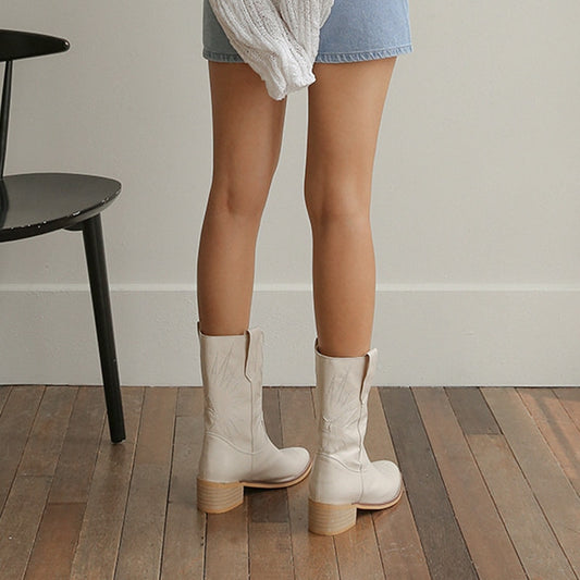 ポイントトゥレディースパンクモダンブーツ