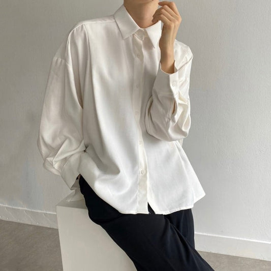 Women White Back Ribbon Big Size Blouse
