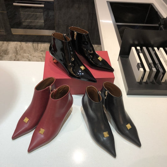 Ankle Boots Women Rivets Metal