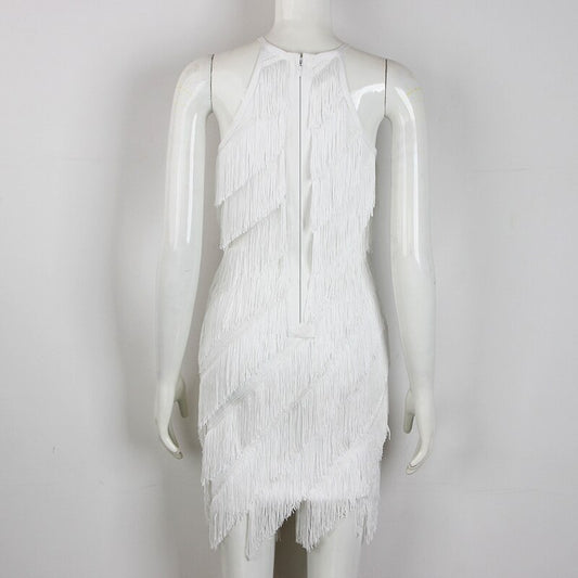 Summer New White Sexy Halter Dress