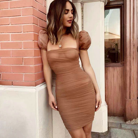 Puff Sleeve Club Mesh Dress Lovely