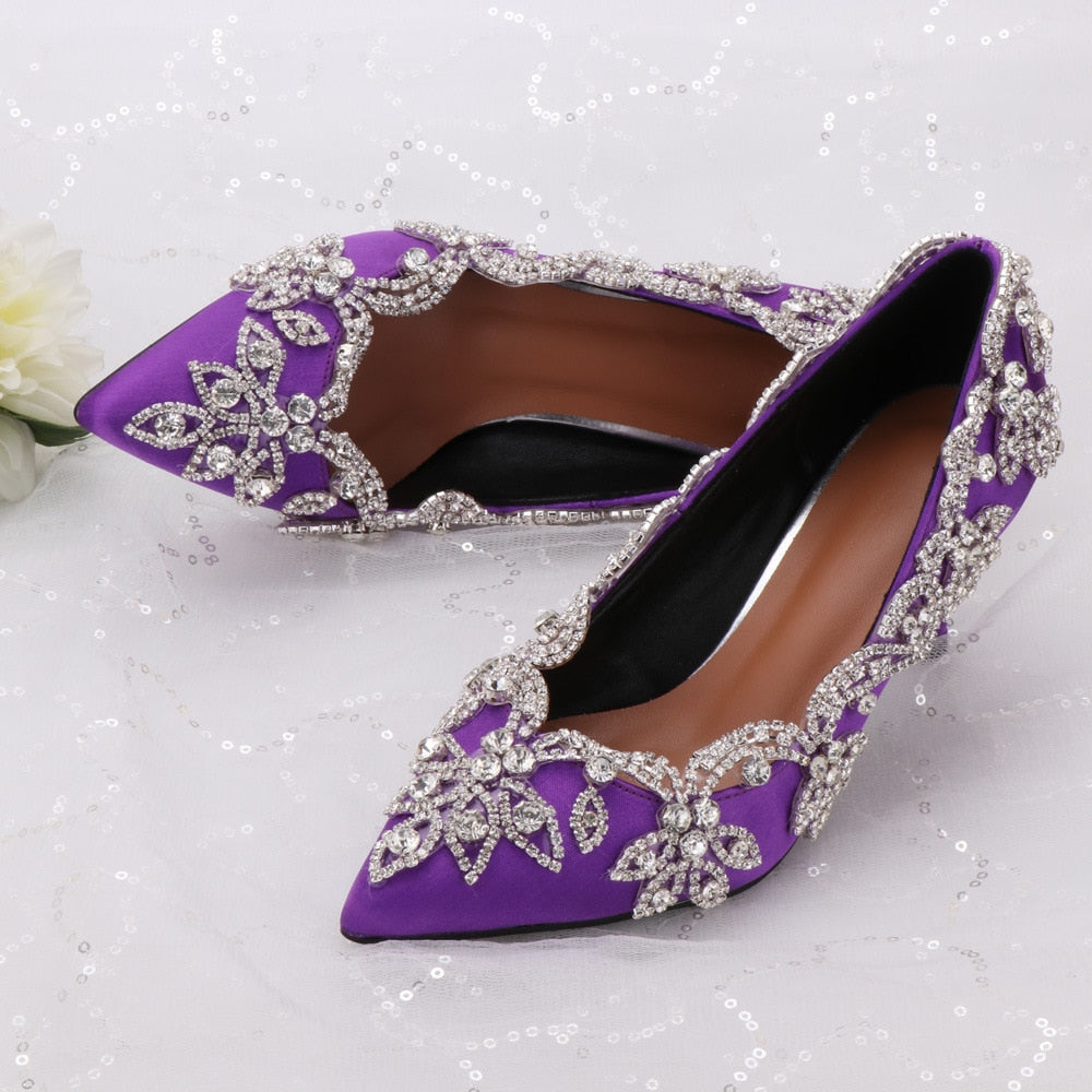 Party Shoes Diamond Floral Decorations High Heel Shoes