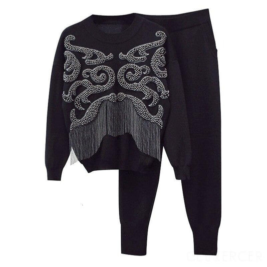 Knitted Tracksuit Sweatshirts Casual Suit