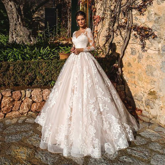 Luxury Pink A Line Wedding Dresses