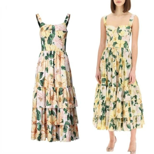 Floral Ruffles Luxury Party Dinner Dresses