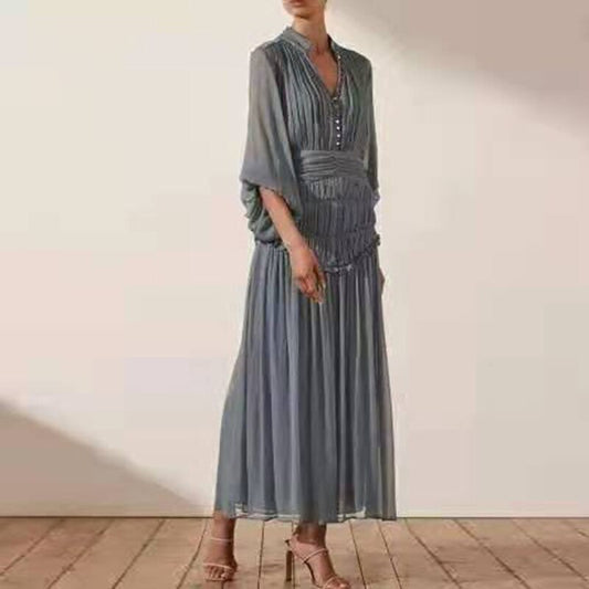 フリルトリム フォールドプリーツ スリム 夏服 女性用