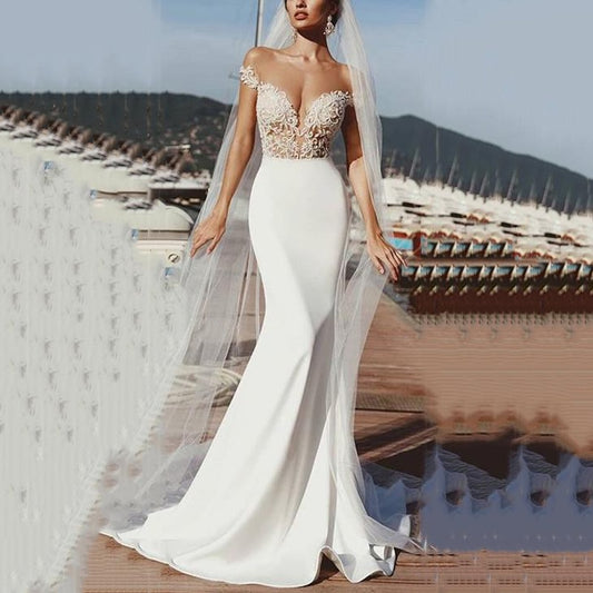 Sexy V Neck Boho Wedding Gowns