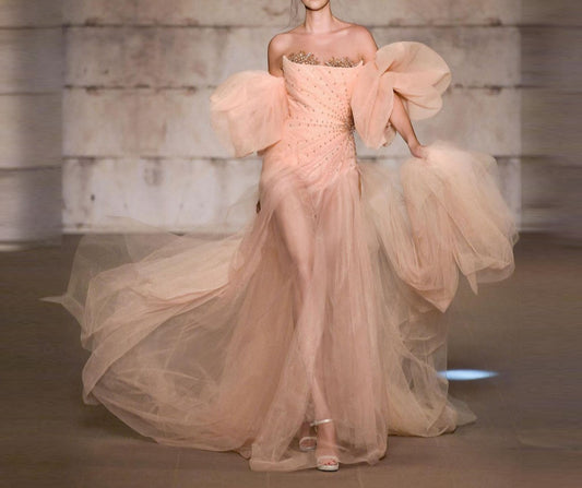 High Quality Evening Dress Strapless Off-The-Shoulder Bubble