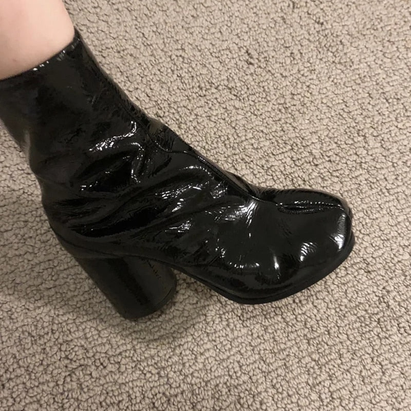 ファッション スプリットトゥ レディースブーツ