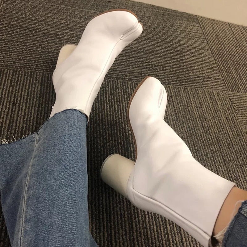 ファッション スプリットトゥ レディースブーツ