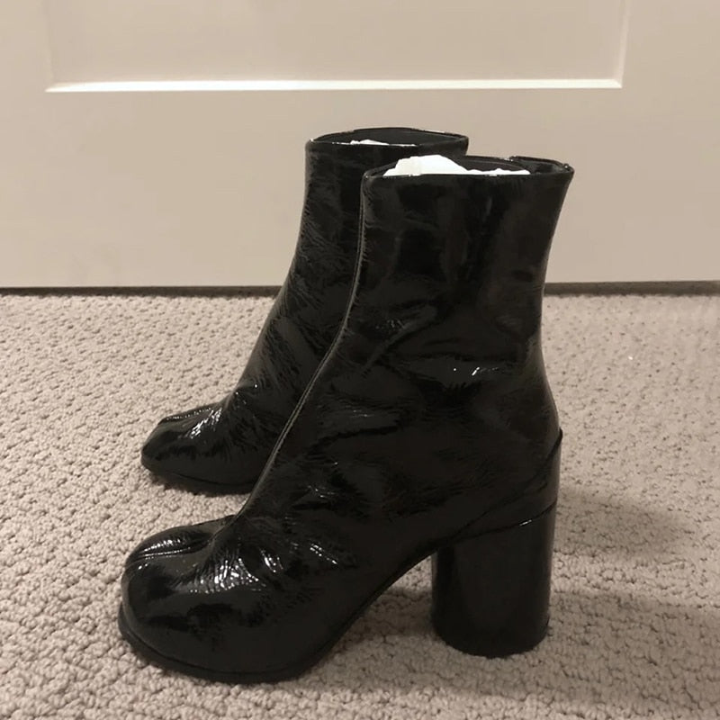 ファッション スプリットトゥ レディースブーツ