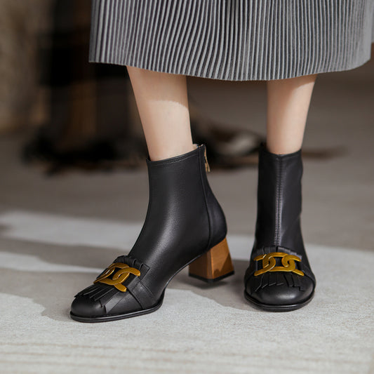 ラウンドトゥハイヒールアンクルブーツ