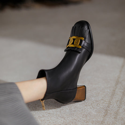 ラウンドトゥハイヒールアンクルブーツ