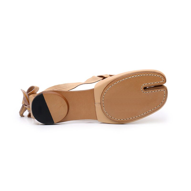 Soft Leather Split Toe Ballet Sandals