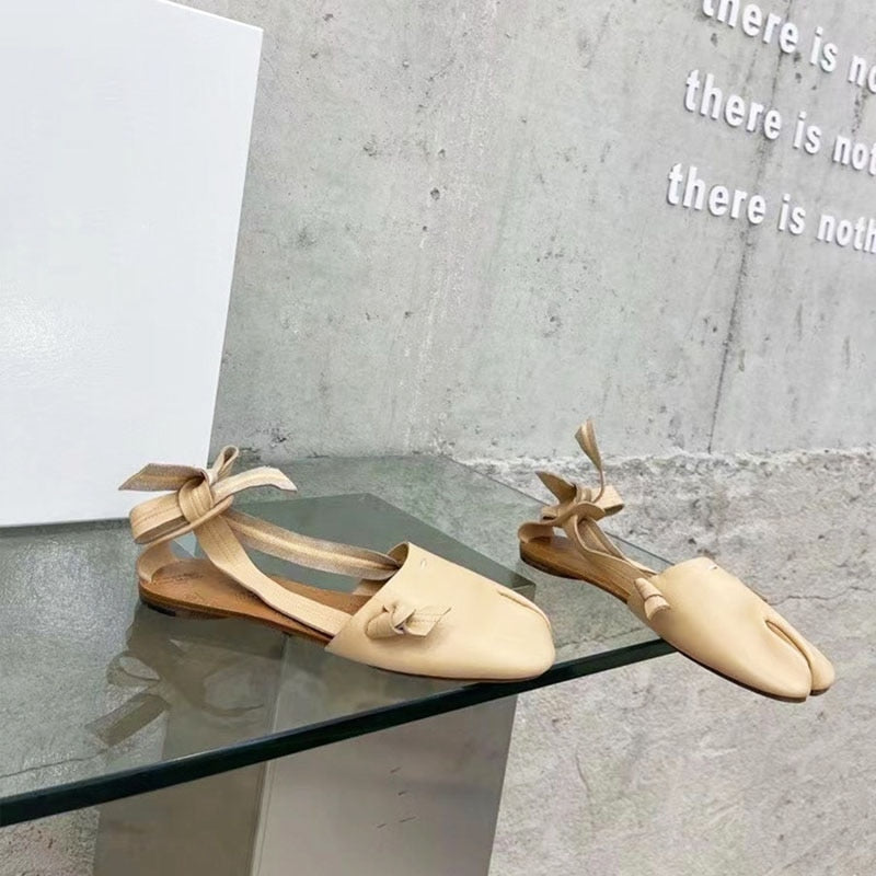 Soft Leather Split Toe Ballet Sandals