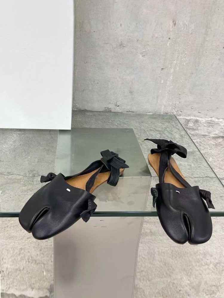 Soft Leather Split Toe Ballet Sandals