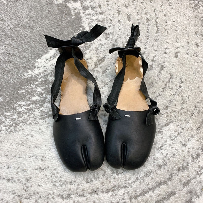 Soft Leather Split Toe Ballet Sandals