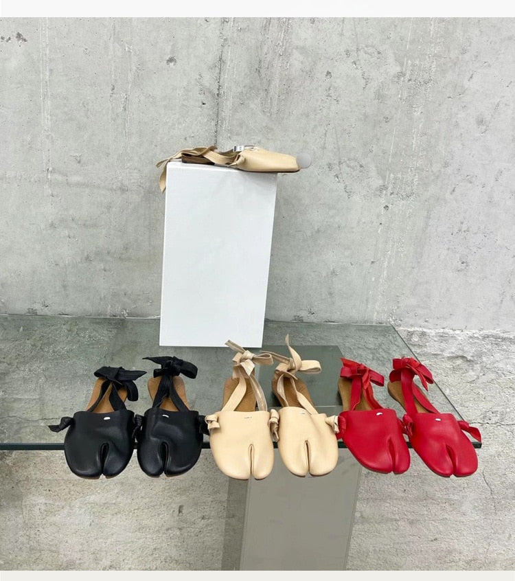 Soft Leather Split Toe Ballet Sandals