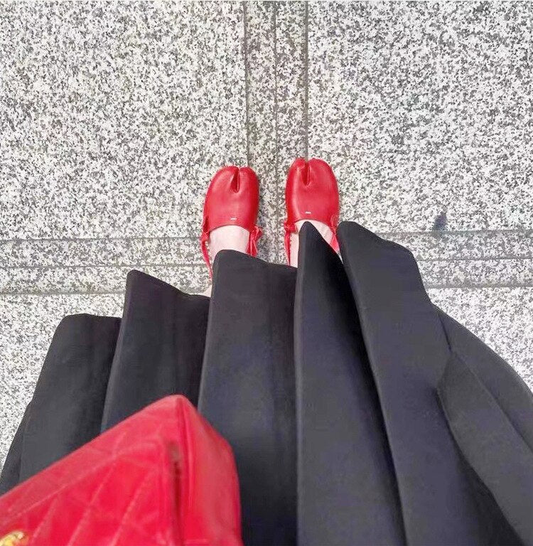 Soft Leather Split Toe Ballet Sandals