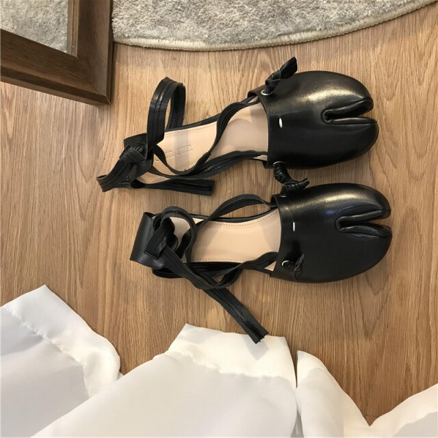 Soft Leather Split Toe Ballet Sandals