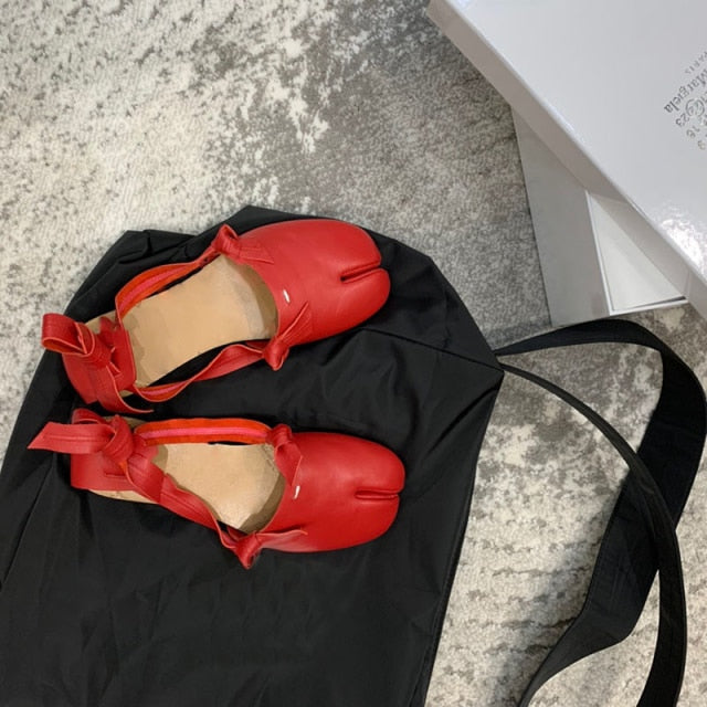 Soft Leather Split Toe Ballet Sandals