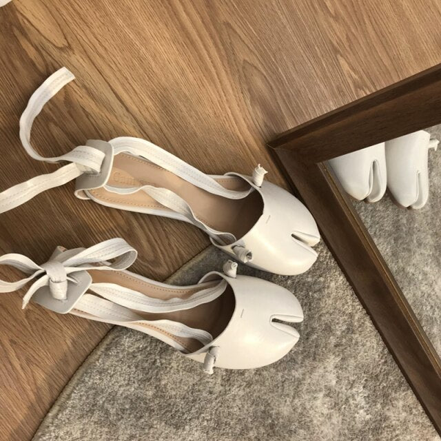 Soft Leather Split Toe Ballet Sandals