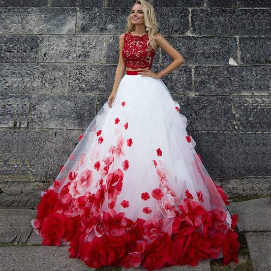 Women Handmake Flowers Ball Gowns