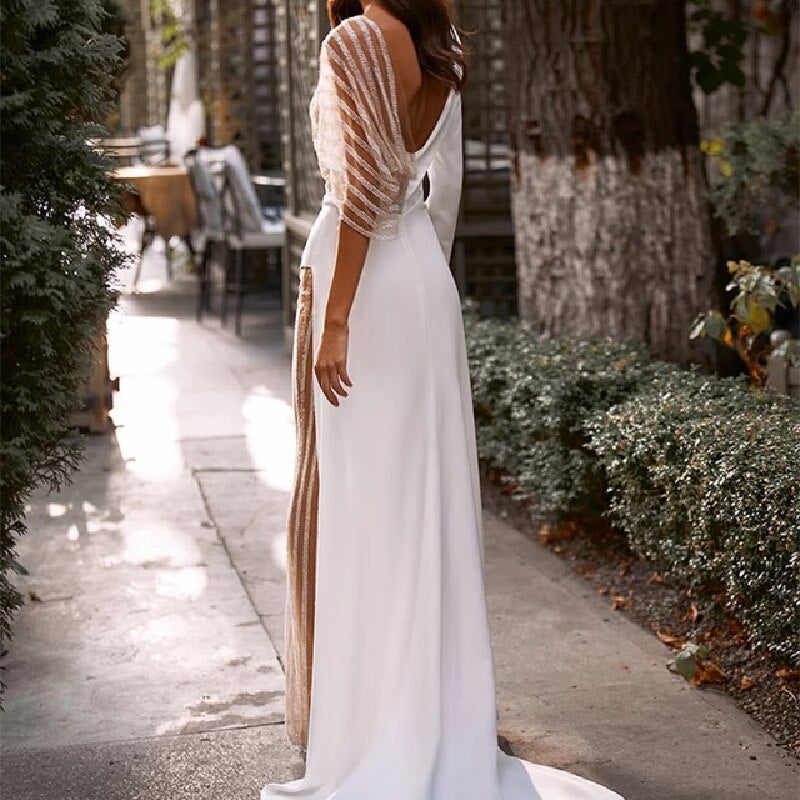 Sexy Jumpsuit Satin Wedding Dress