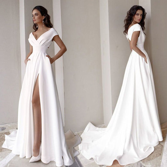 Sexy V-Neck A Line Wedding Dress