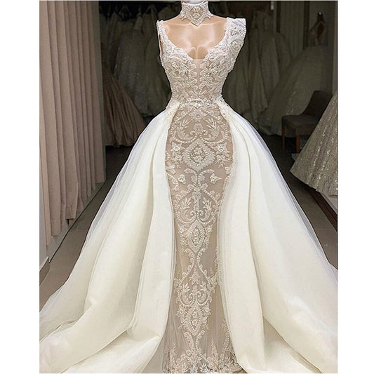 Detachable Train Wedding Bridal Gowns