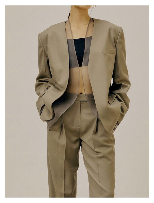 French Vintage V-Neck Suit Two-Piece