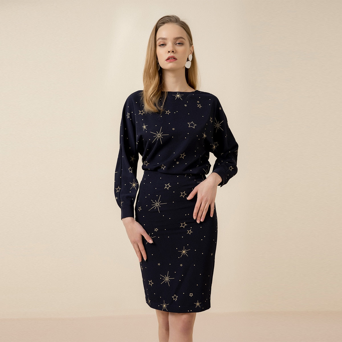 エレガントなツーピースのオフィスレディの服