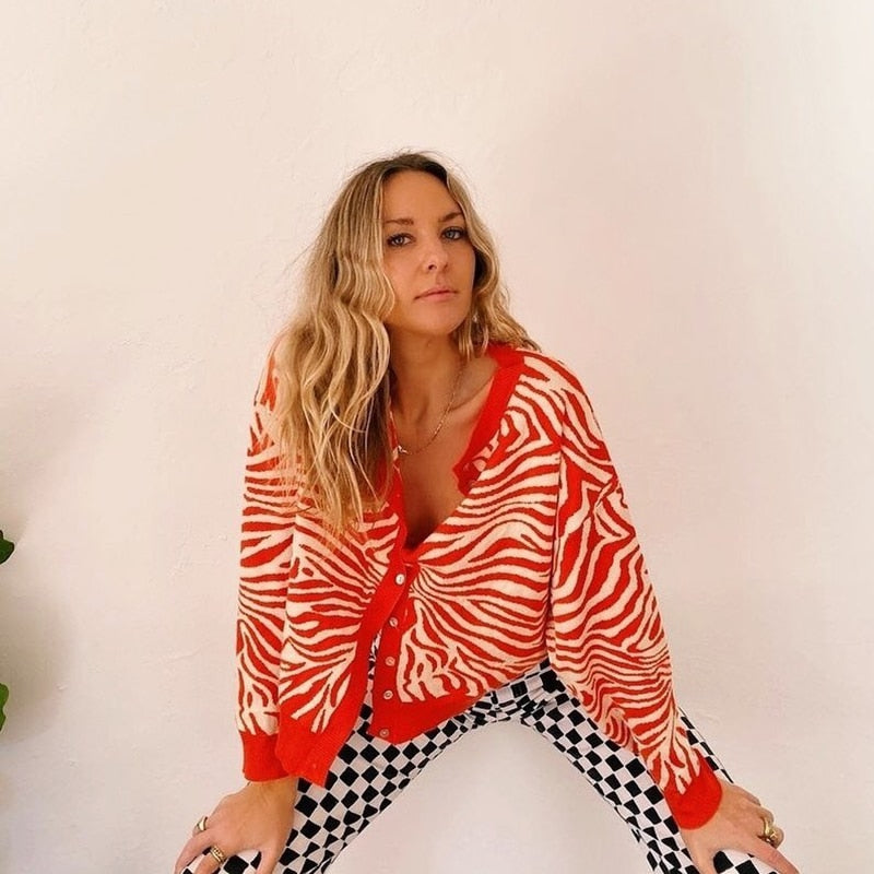 Women Sweaters Winter Button Up Cardigans Knitted Streetwear