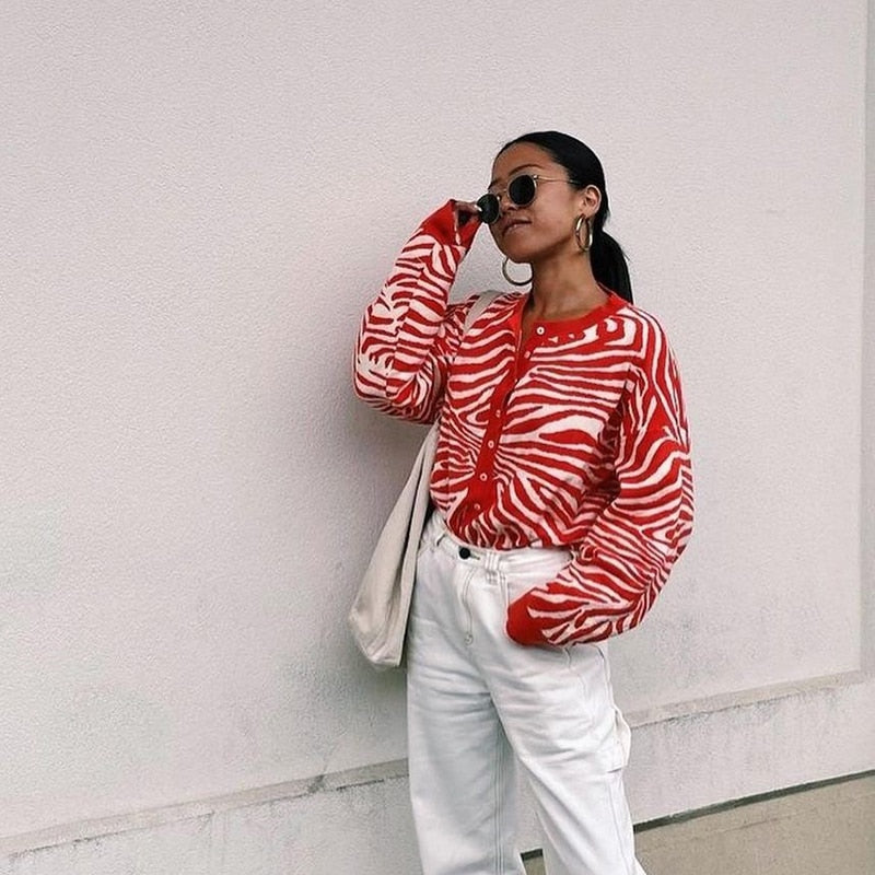 Women Sweaters Winter Button Up Cardigans Knitted Streetwear