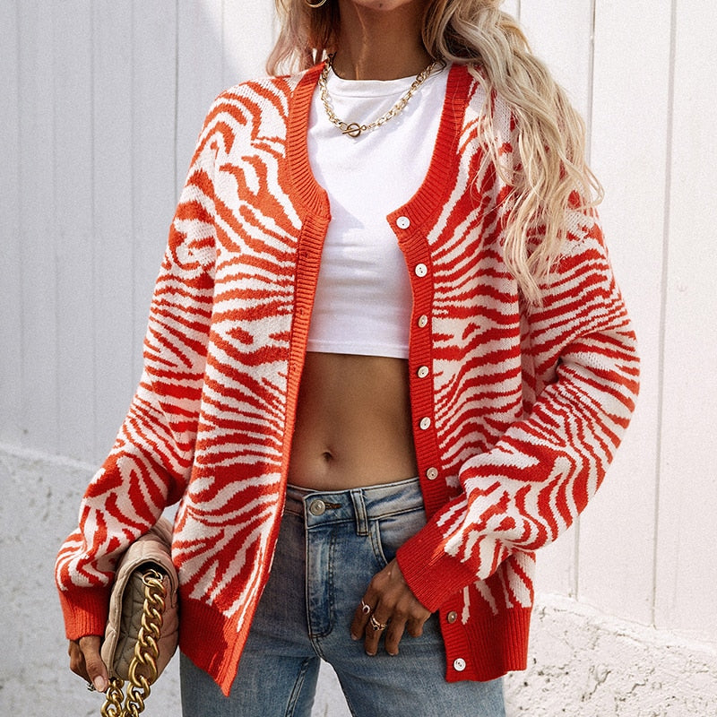 Women Sweaters Winter Button Up Cardigans Knitted Streetwear