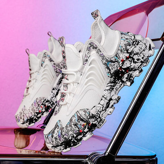 メッシュ通気性グラフィティクラッキースニーカー