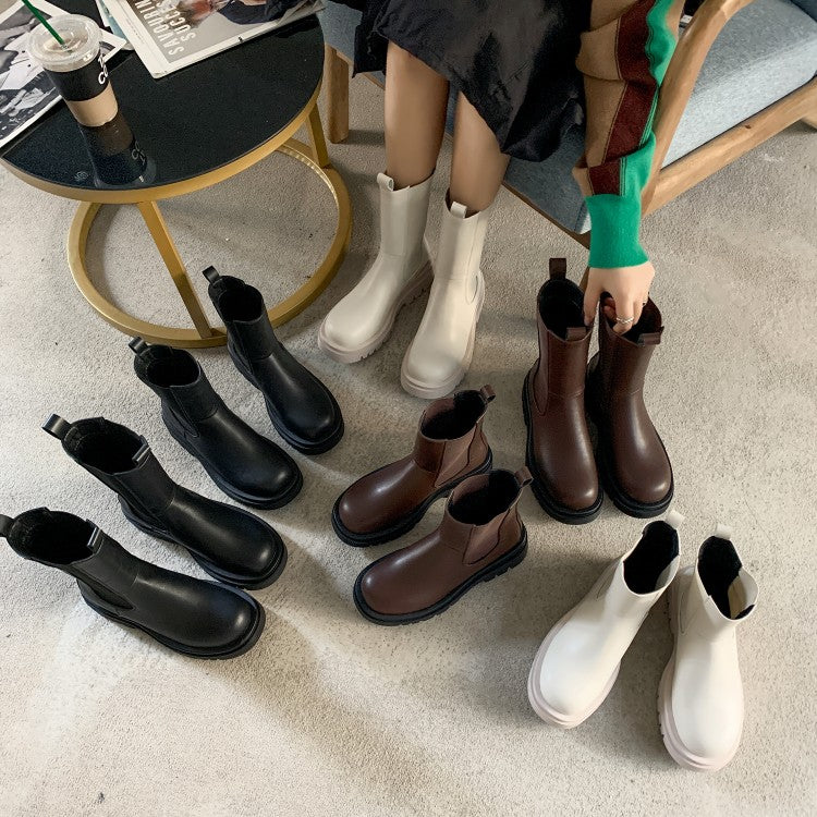 Round Toe Platform Womens Boots