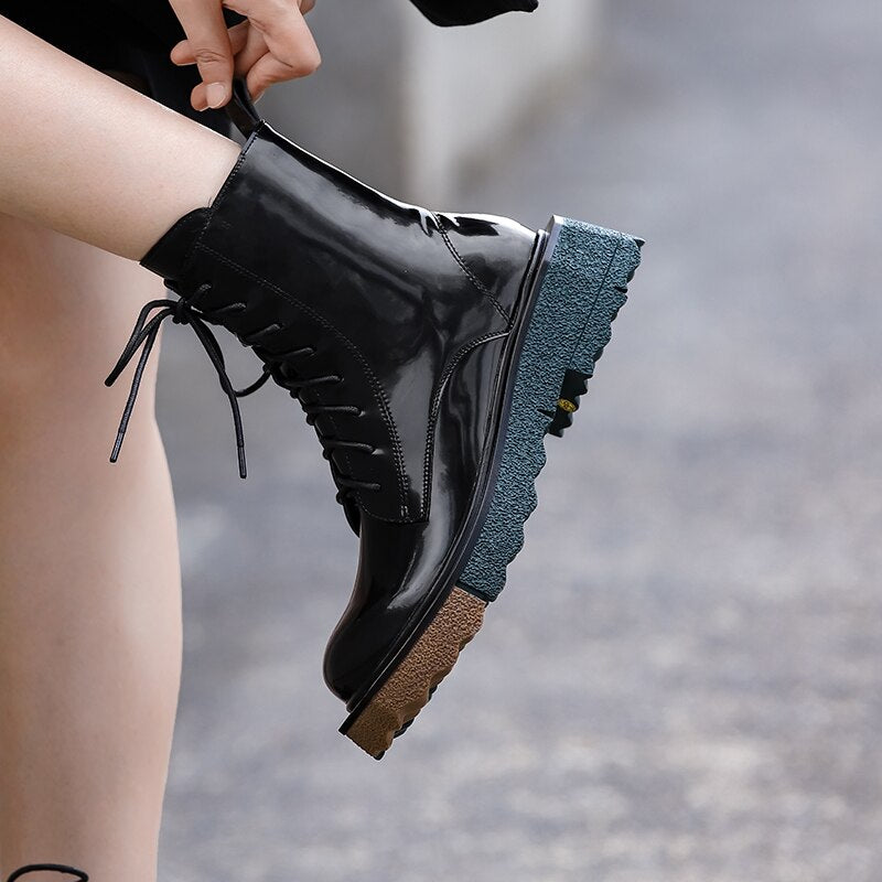 Platform Motorcycle Boots Street Style