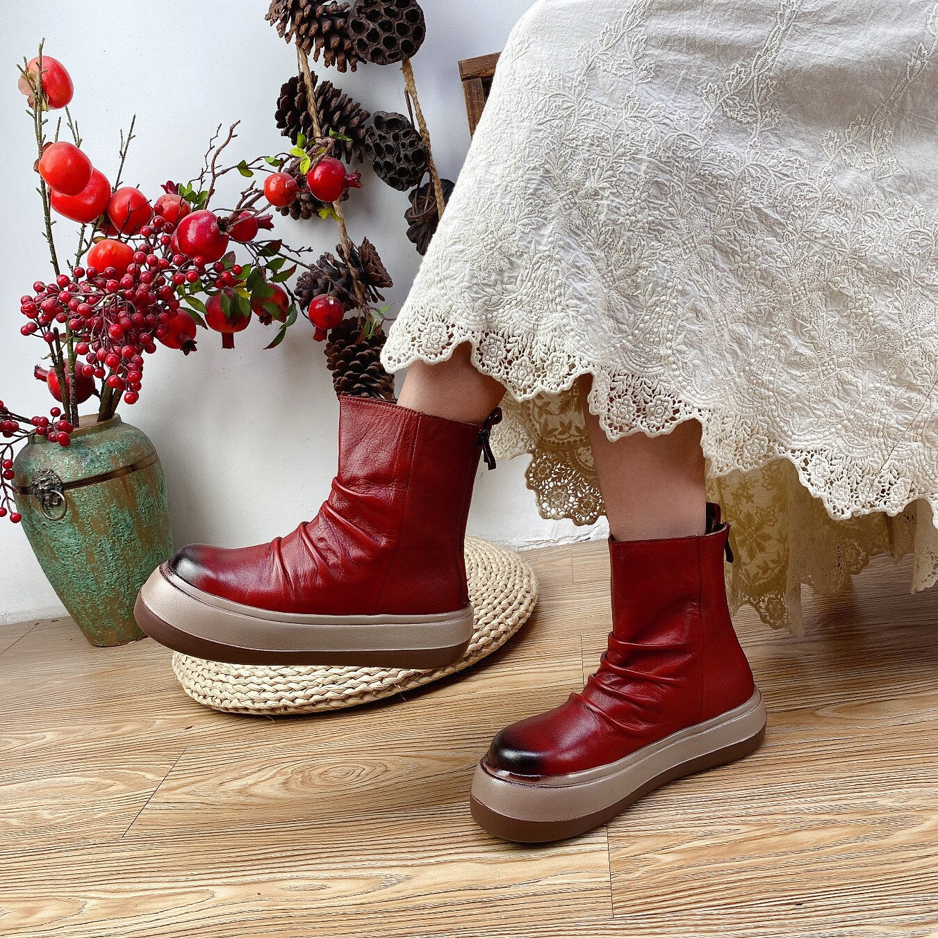 Concise Handmade Leisure Ankle Boots