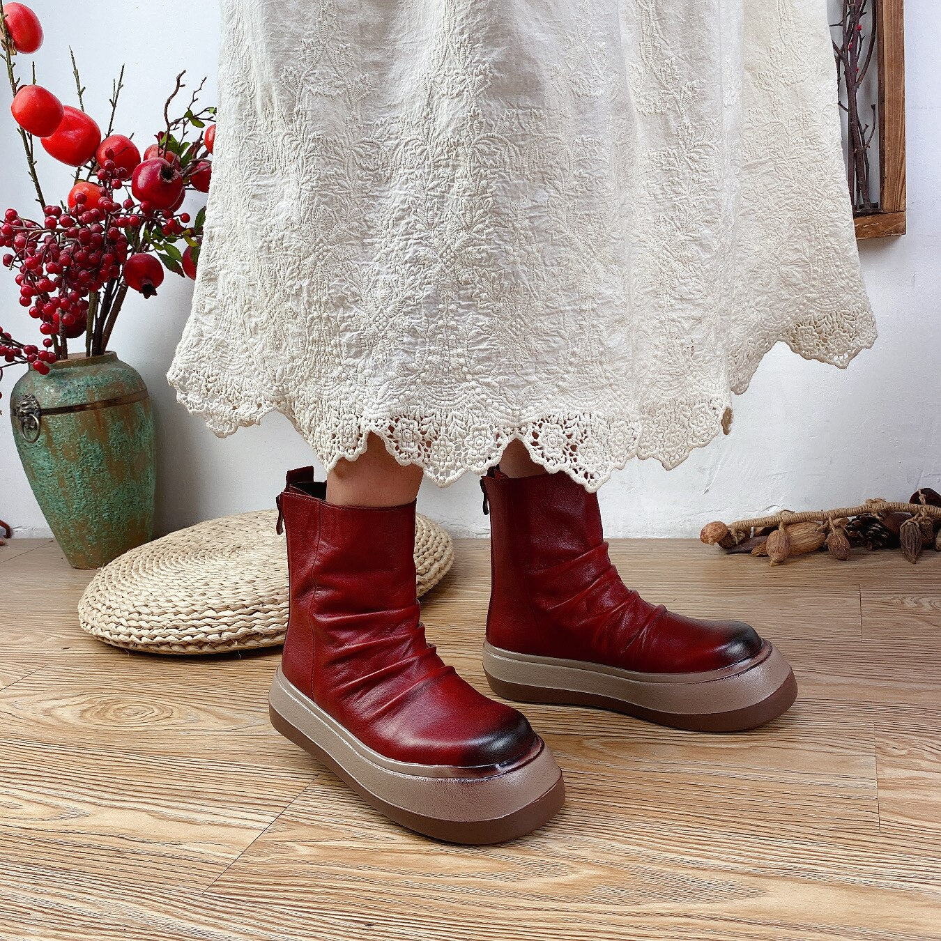 Concise Handmade Leisure Ankle Boots