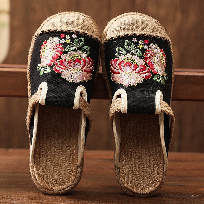 レディーススリッパ 刺繍 夏