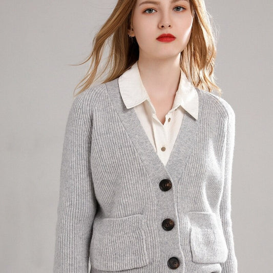 Women 100% pure wool sweater jacket