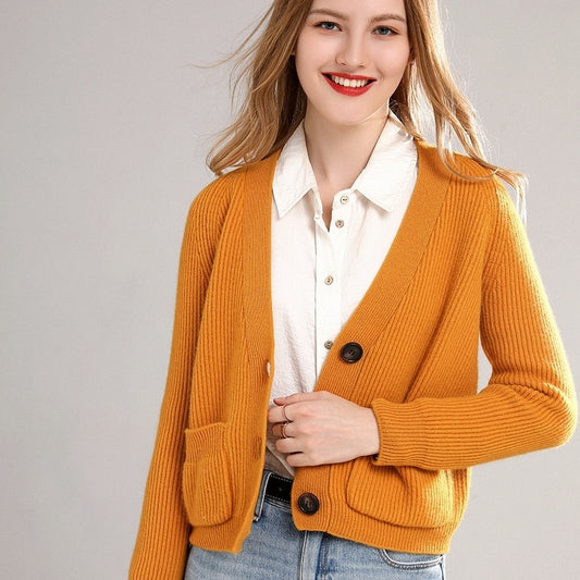 Women 100% pure wool sweater jacket