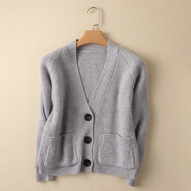 Women 100% pure wool sweater jacket