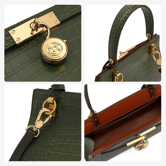 Women Small Crocodile Texture Leather Handbag