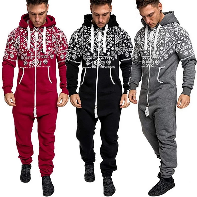 Men's Hooded Jumpsuit Casual Suits