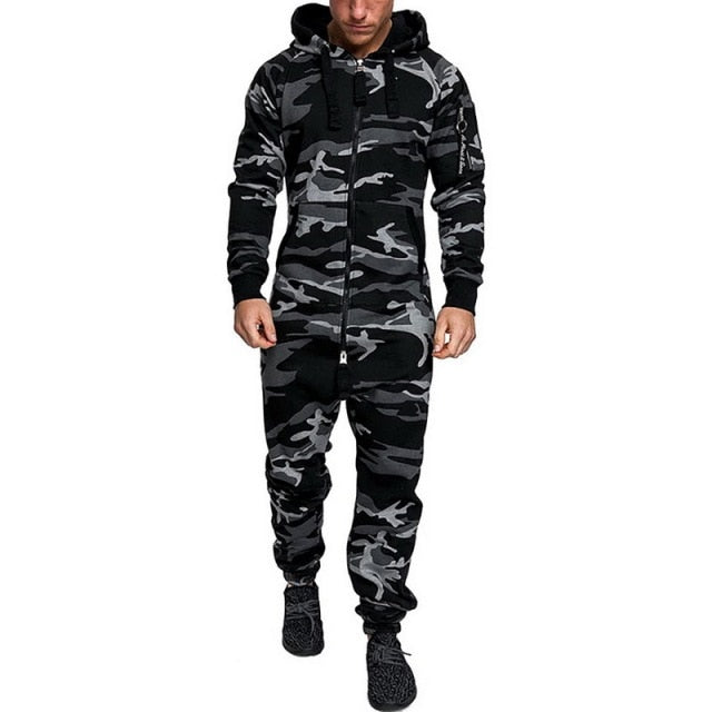 Men's Hooded Jumpsuit Casual Suits