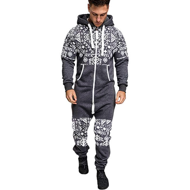 Men's Hooded Jumpsuit Casual Suits