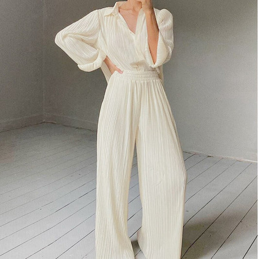 Women Wide Legs Pants Two Piece